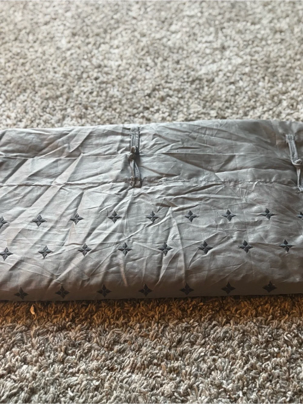 IKEA Gray Cotton Duvet Cover 2 pillow queen Vinranka  Embroidery star snaps
